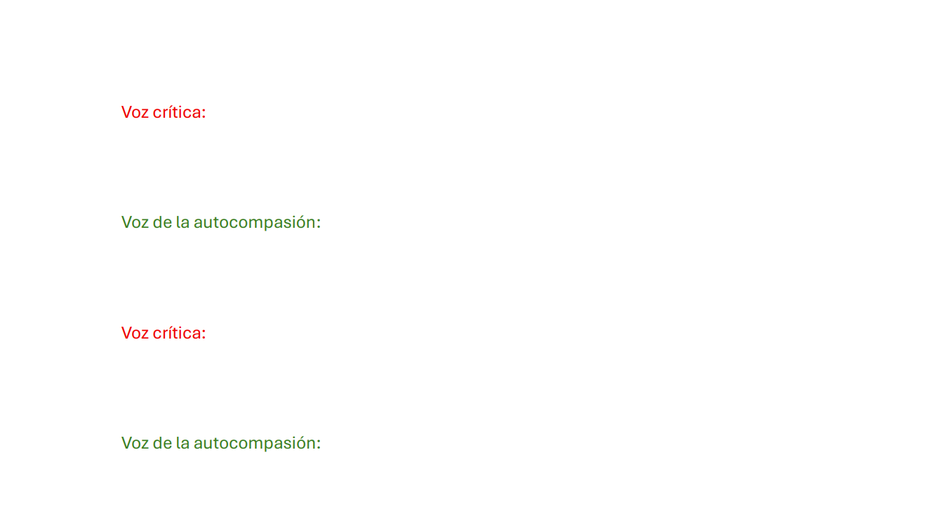 Diario de autocompasión: voz crítica y voz compasiva